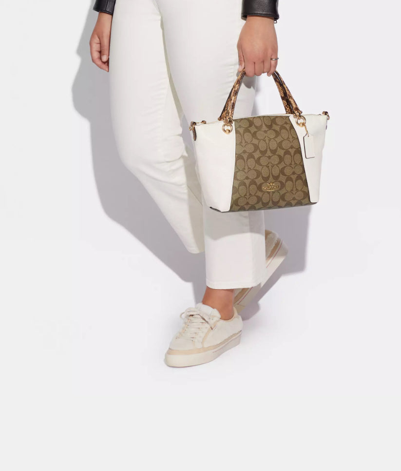 Coach Kacey Satchel Bag In Colorblock Signature Canvas