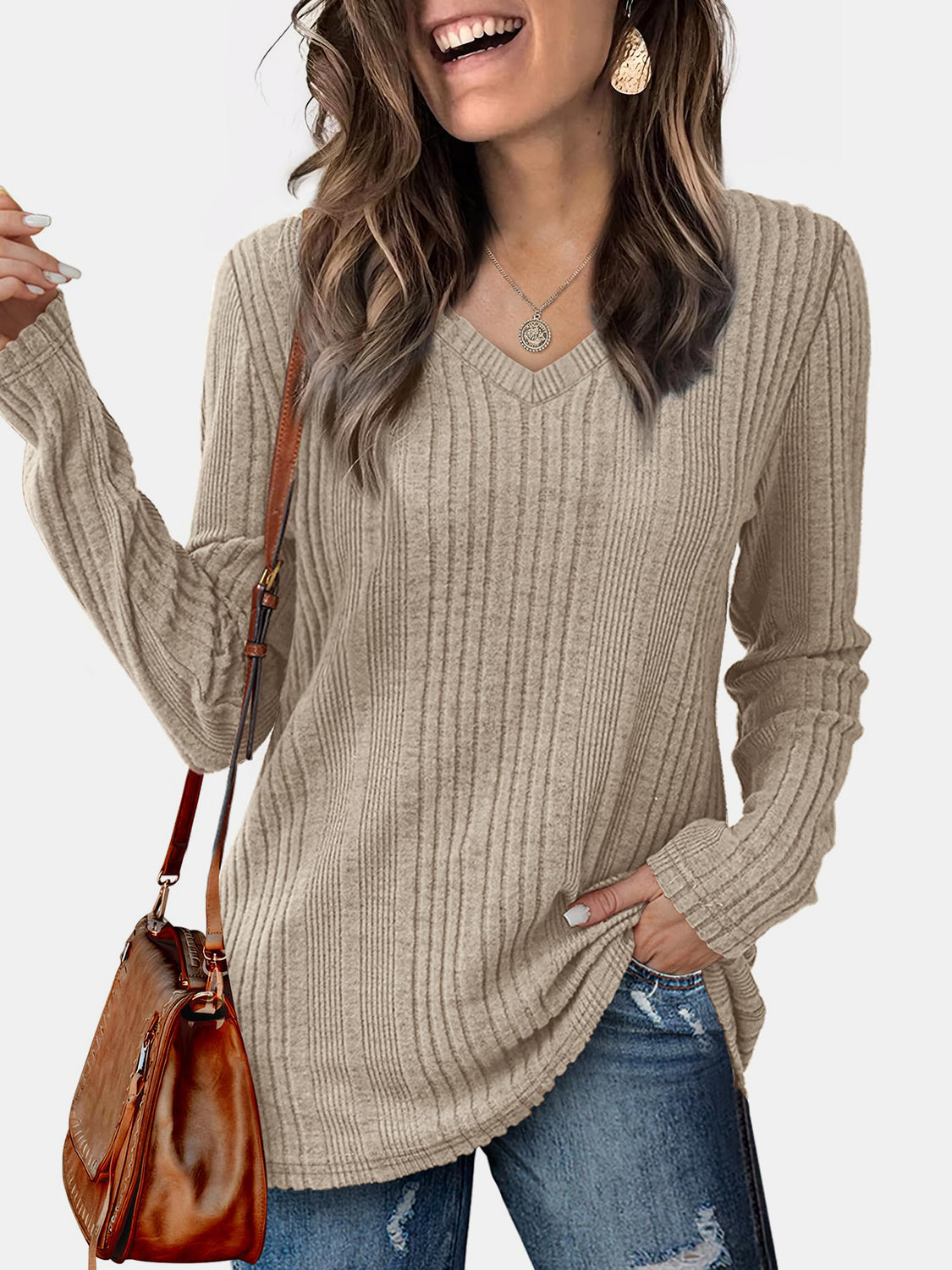 V-Neck Long Sleeve T-Shirt