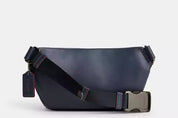 Coach Elias Belt Bag In Smooth Leather & Signature Canvas Denim/ Midnight Navy