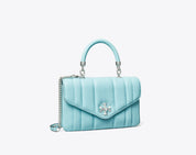 Tory Burch Mini Kira Top Handle Satchel Bag in Leather With Dust Bag Original Dust Bag blue