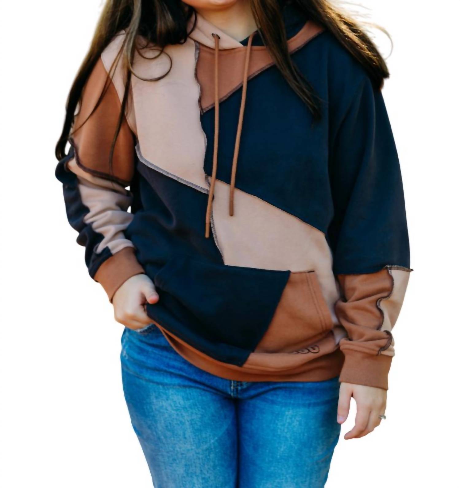 Raini Piecework Hoodie In Cedar Bark Multi