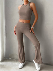 Devine Ribbed Round Neck Tank and Pants Set