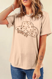 Hat Graphic Round Neck Short Sleeve T-Shirt