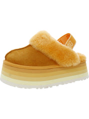 Funkette Womens Suede Shearling Slip-On Slippers