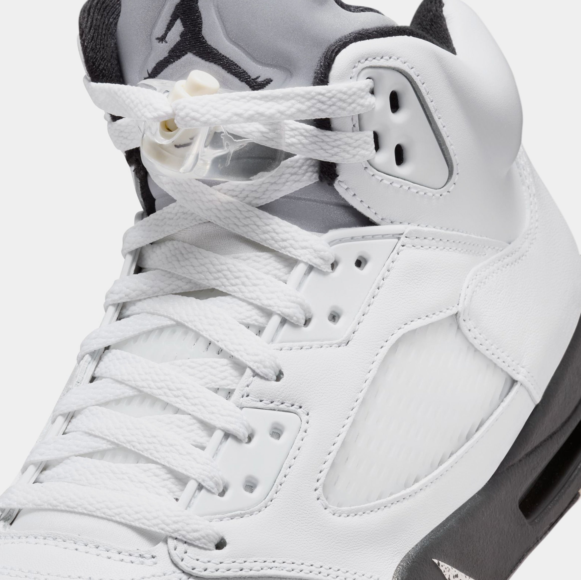 Air Jordan 5 Retro White and Black Mens Lifestyle Shoes (White/Black/Sail/Metallic Silver) Free Shipping