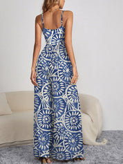 FAM-FAM Decorative Button Spaghetti Strap Wide Leg Jumpsuit