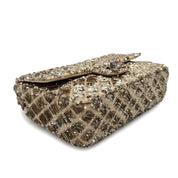 CHANEL CHAIN SHOULDER BAG BEIGE GOLD SEQUINS LAMB SKIN 90268815