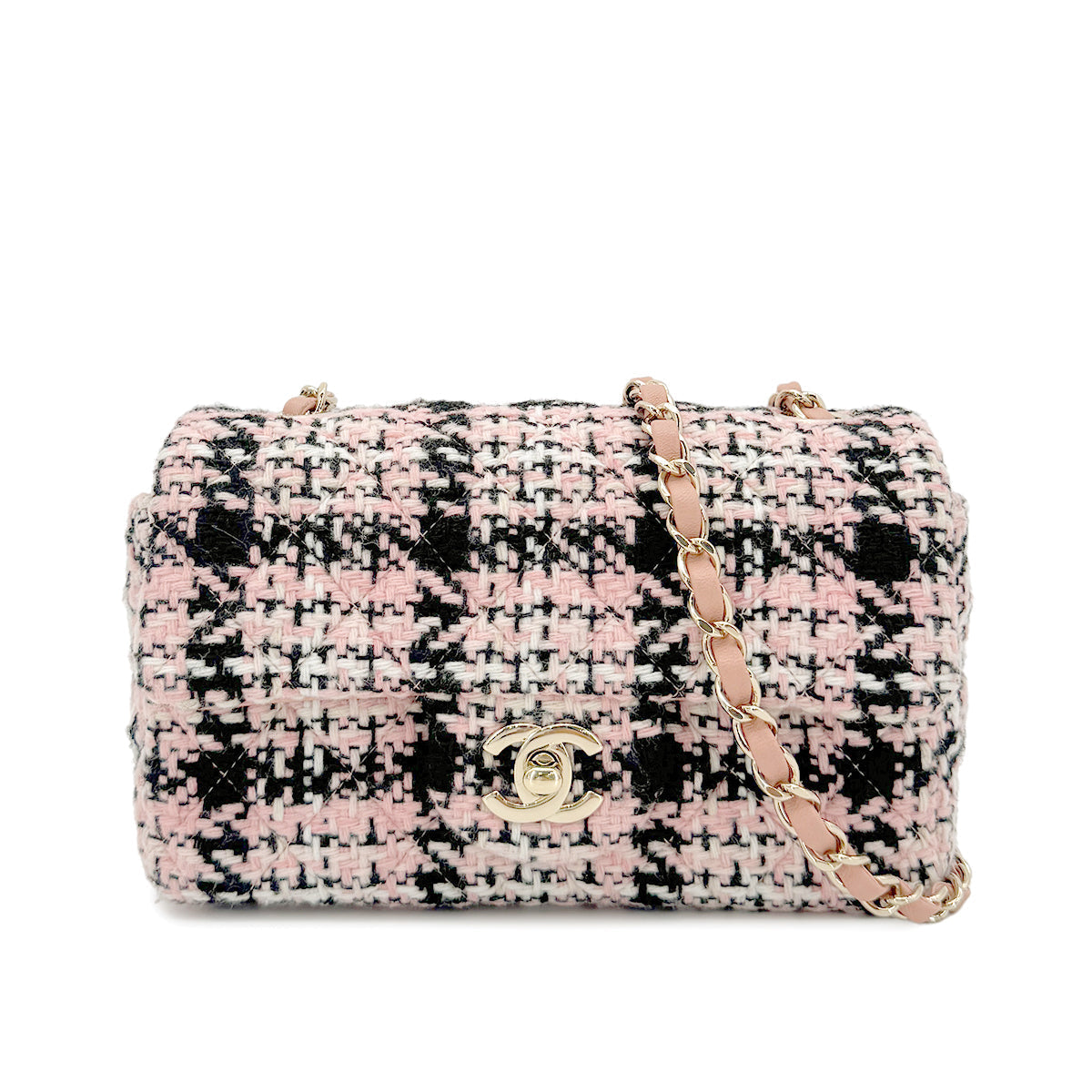 CHANEL CHAIN SHOULDER BAG PINK TWEED 90268817