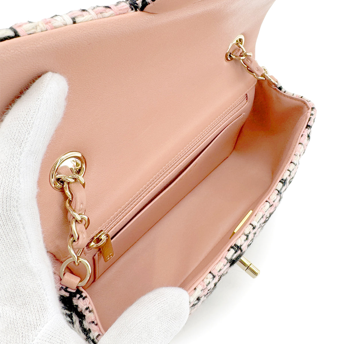 CHANEL CHAIN SHOULDER BAG PINK TWEED 90268817