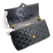 CHANEL VINTAGE MATELASSE BIG COCO CHAIN SHOULDER BAG BLACK LAMB SKIN 90268889