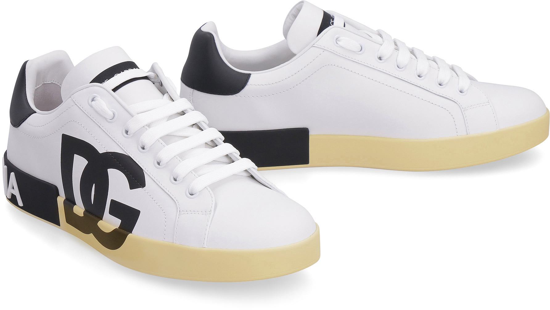 Dolce & Gabbana Portofino Leather Low-Top Sneakers