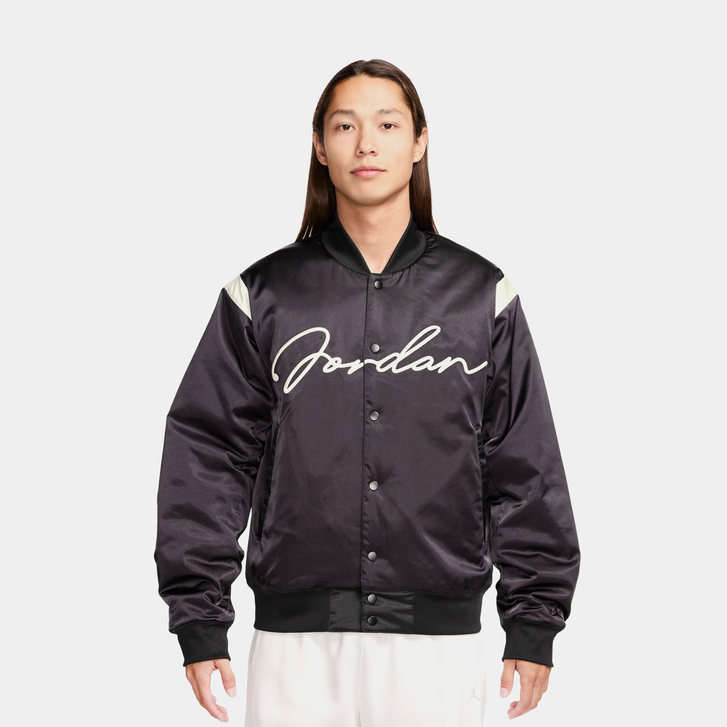 MVP Button Up Varsity Mens Jacket (Off Noir/Sail)