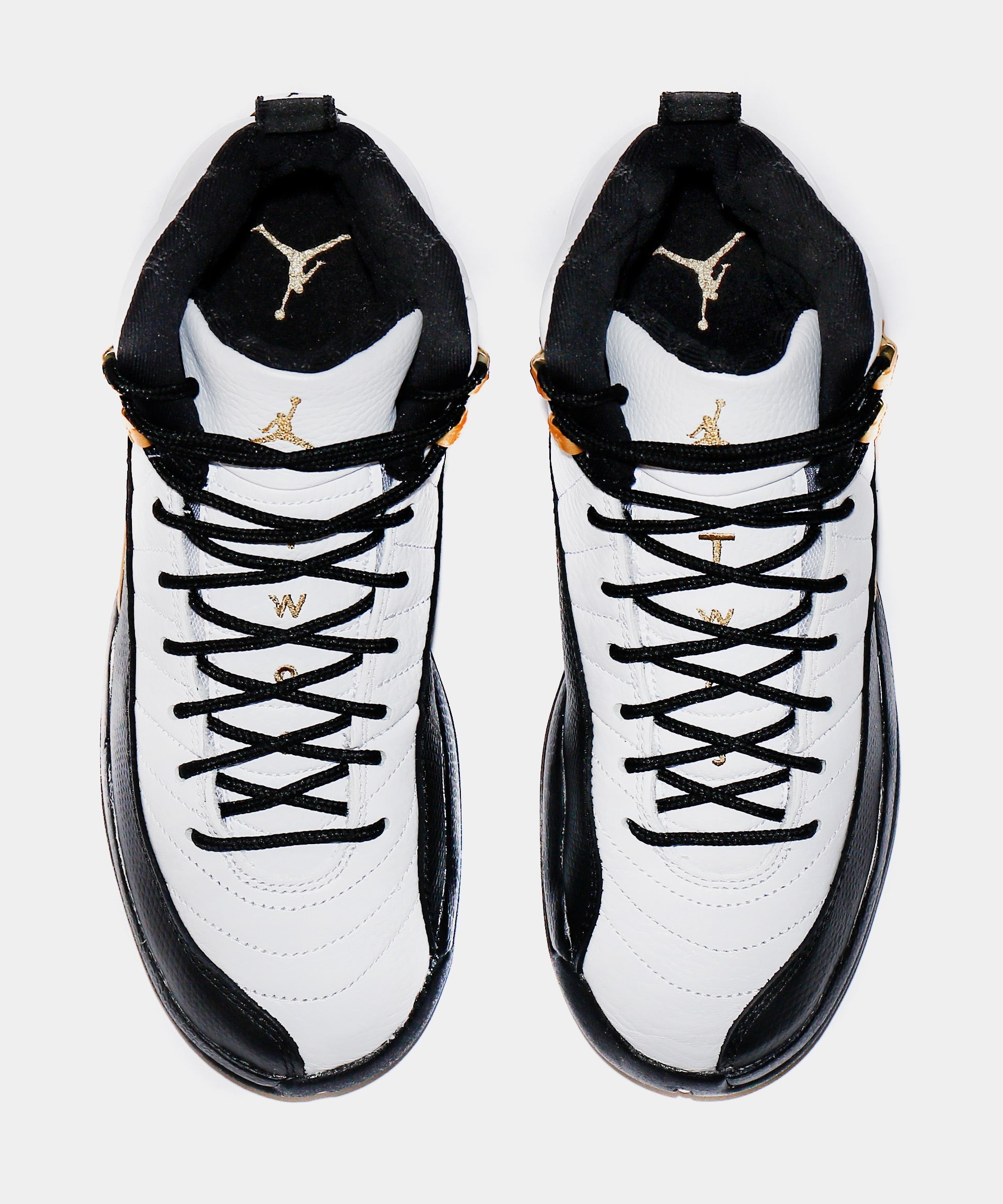 Air Jordan 12 Retro Royalty Grade School Lifestyle Shoes (White/Black/Metallic Gold) Free Shipping