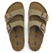 Birkenstock Arizona Suede Leather Soft Footbed Sandal in Taupe