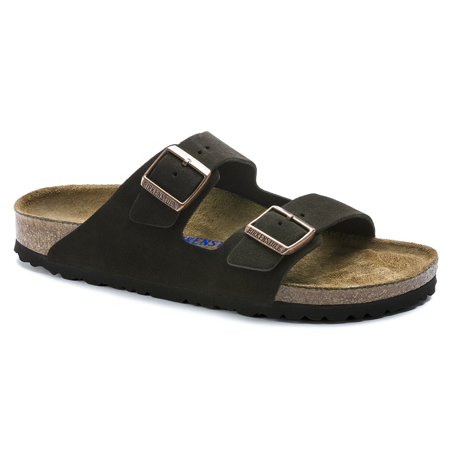 Birkenstock Arizona Suede Leather Soft Footbed Sandal in Mocha