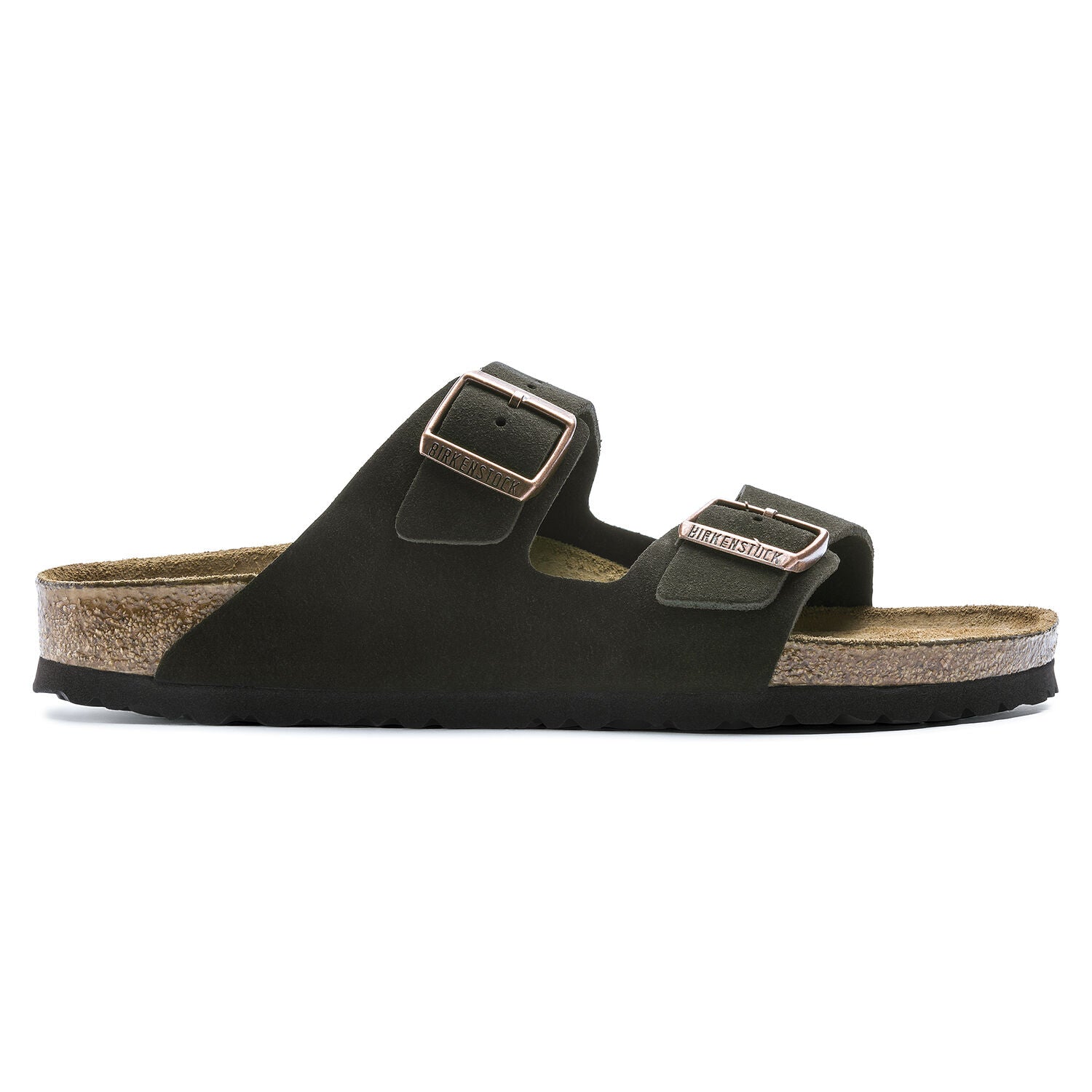 Birkenstock Arizona Suede Leather Soft Footbed Sandal in Mocha