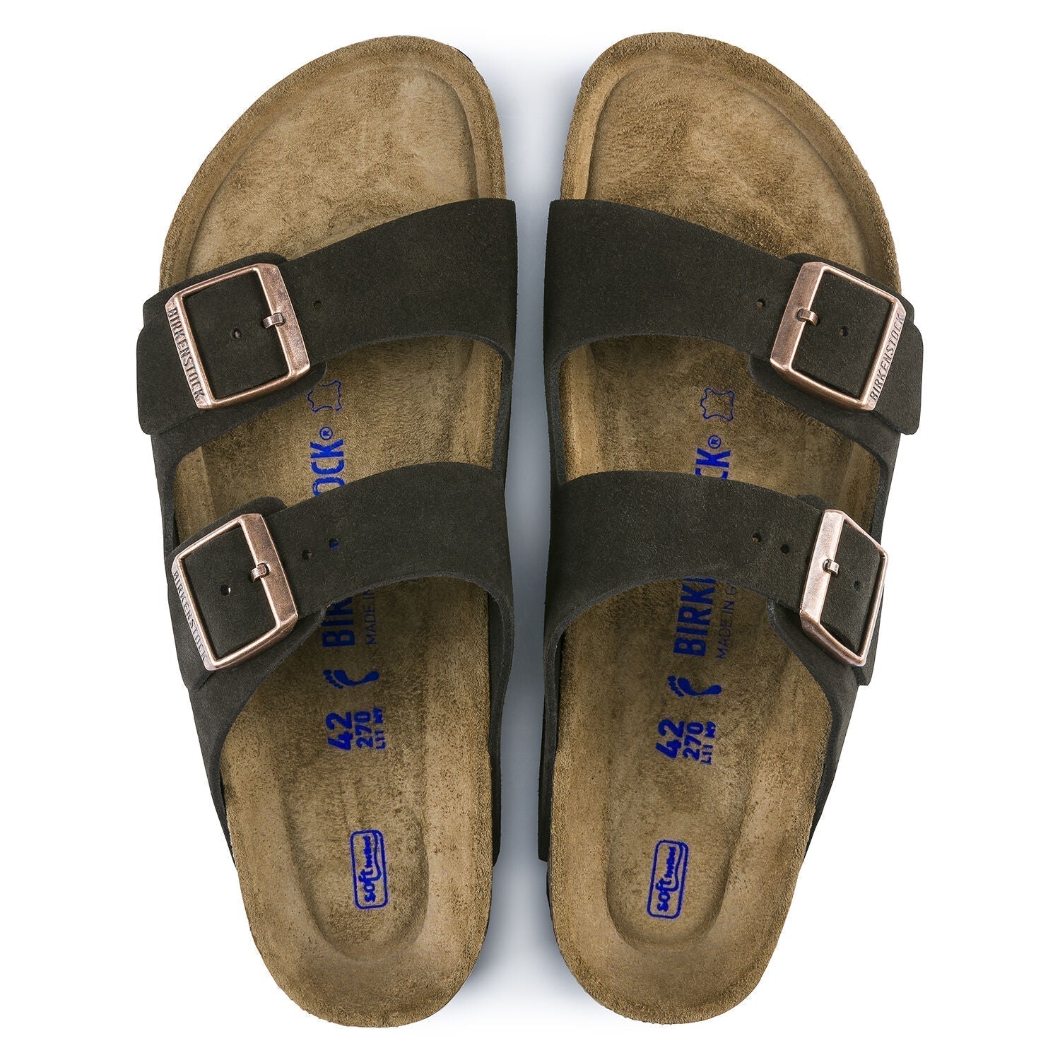 Birkenstock Arizona Suede Leather Soft Footbed Sandal in Mocha