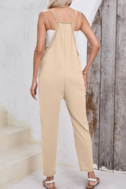 Pocketed Scoop Neck Spaghetti Strap Overalls