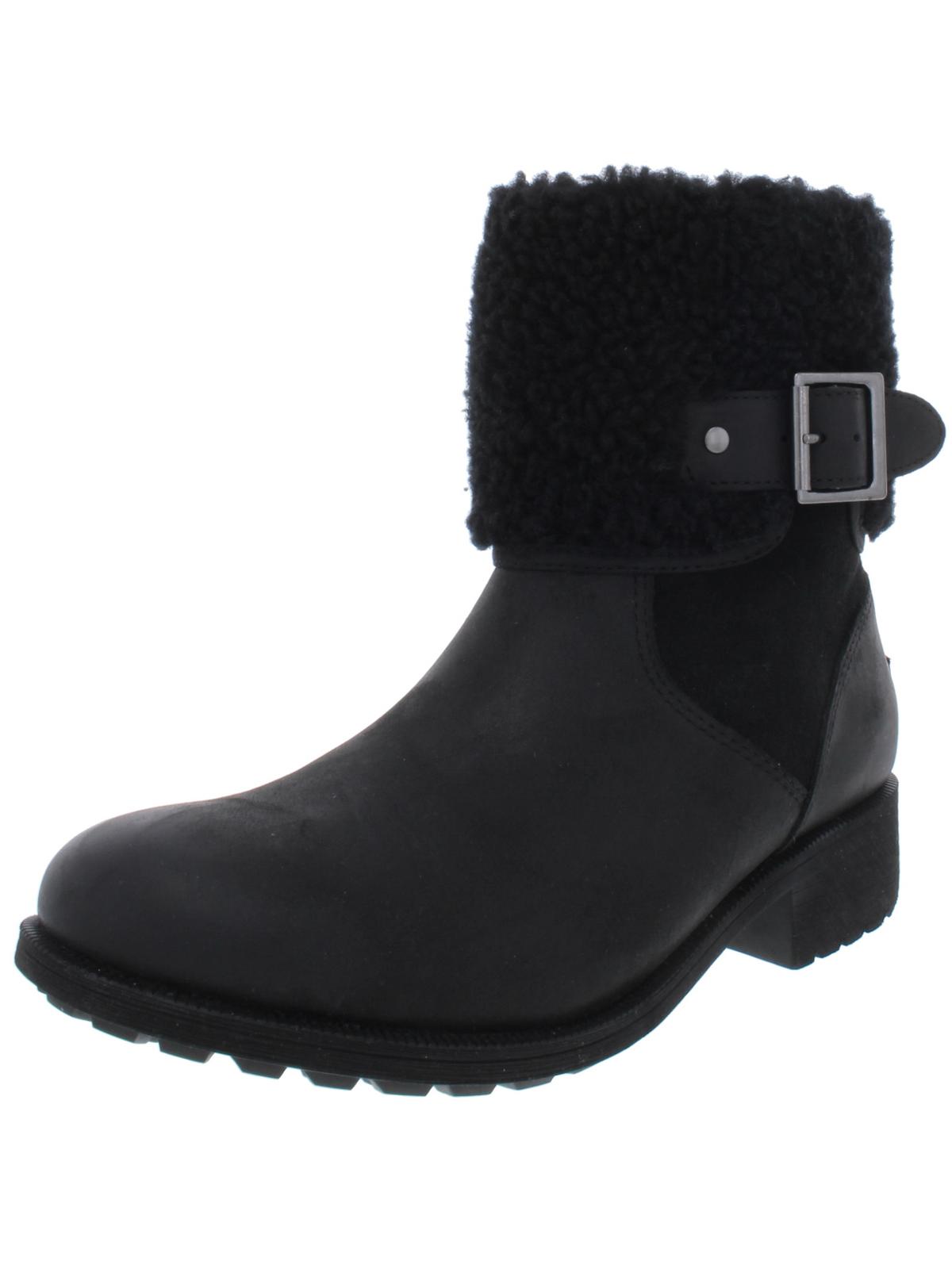 Elings Womens Leather Ankle Winter Boots