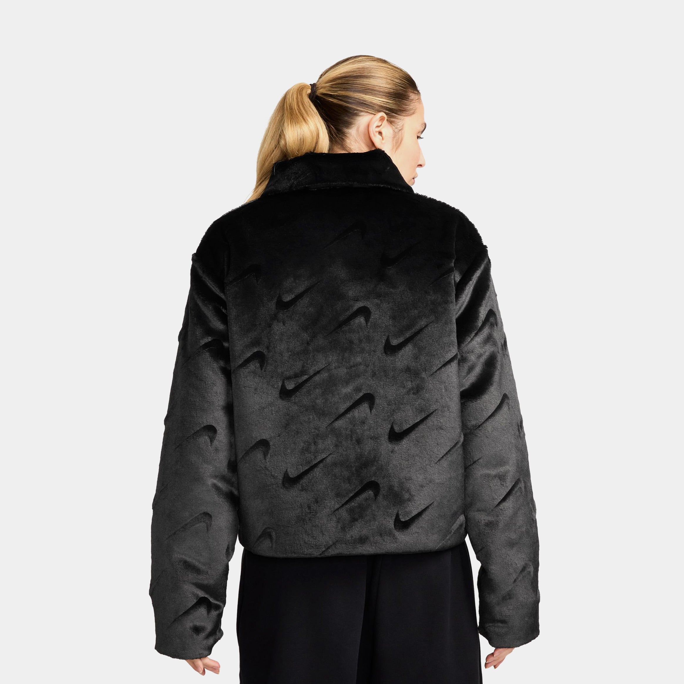 NSW Essentials All Over Print Fur Womens Jacket (Black/White)