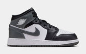 Air Jordan 1 Retro Mid Iron Grey Grade School Lifestyle Shoes (Black/White/Iron Grey)