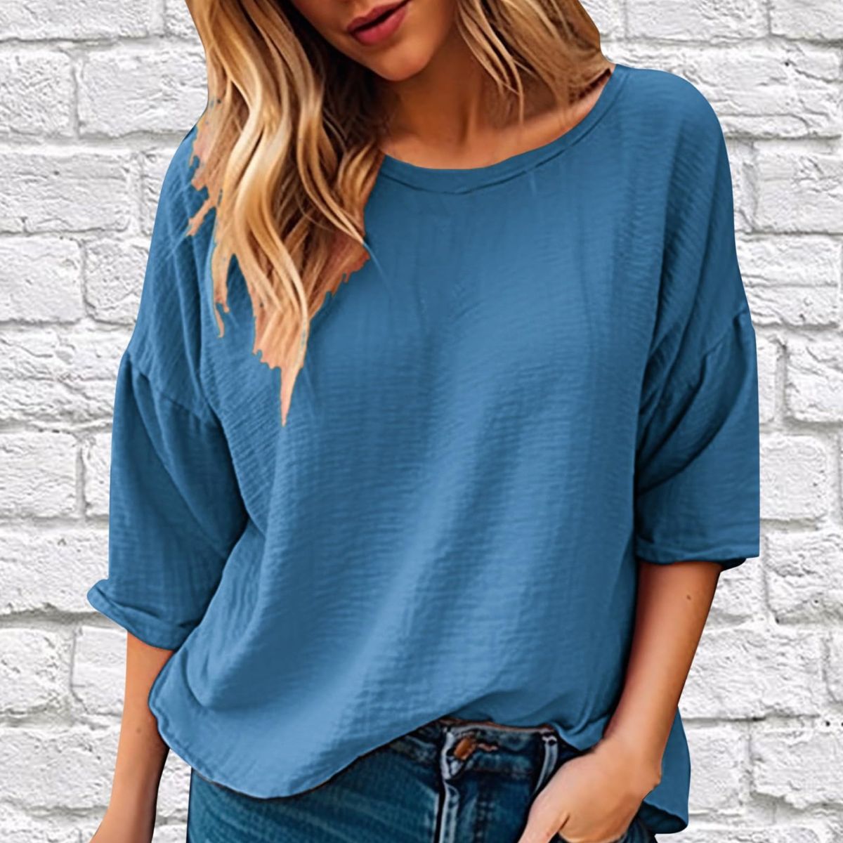 Full Size Round Neck Half Sleeve T-Shirt Plus Size