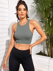 Cropped Round Neck Sports Tank Top