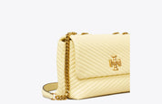 Tory Burch Kira Moto Quilt Small Convertible Shoulder Bag/ Lemon Swirl