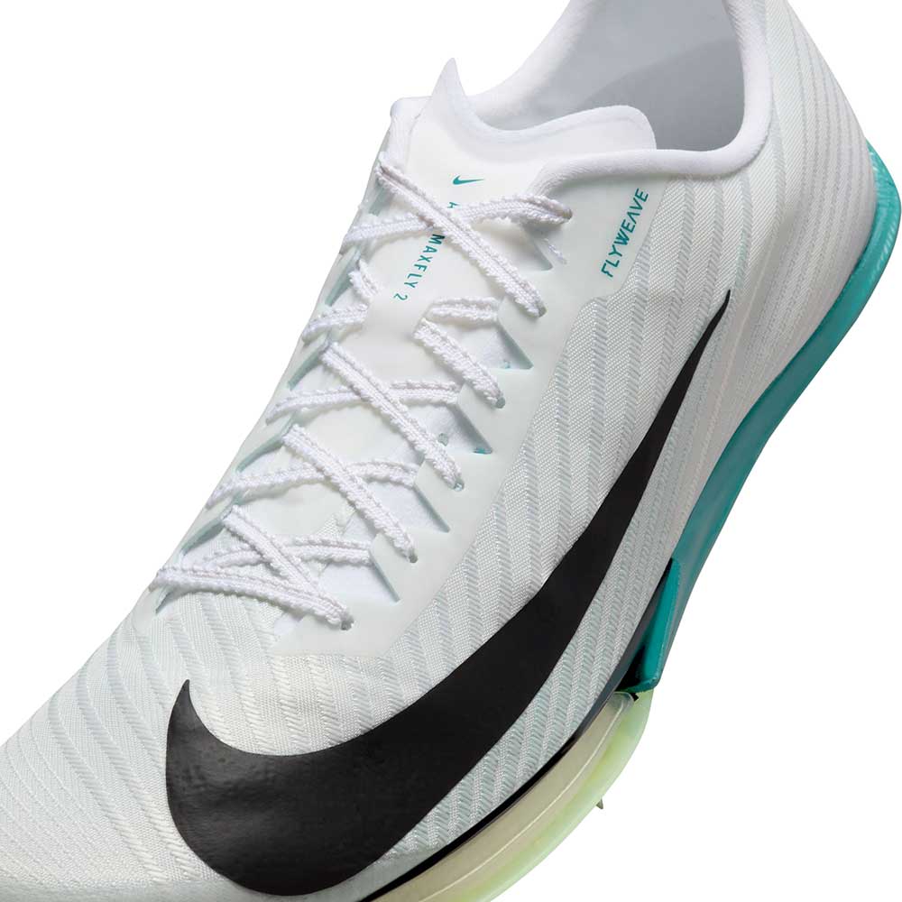 Men's Nike Air Zoom Maxfly 2 Track & Field Sprinting Spikes - White/Black/Bright Spruce/Barely Green - Regular (D)