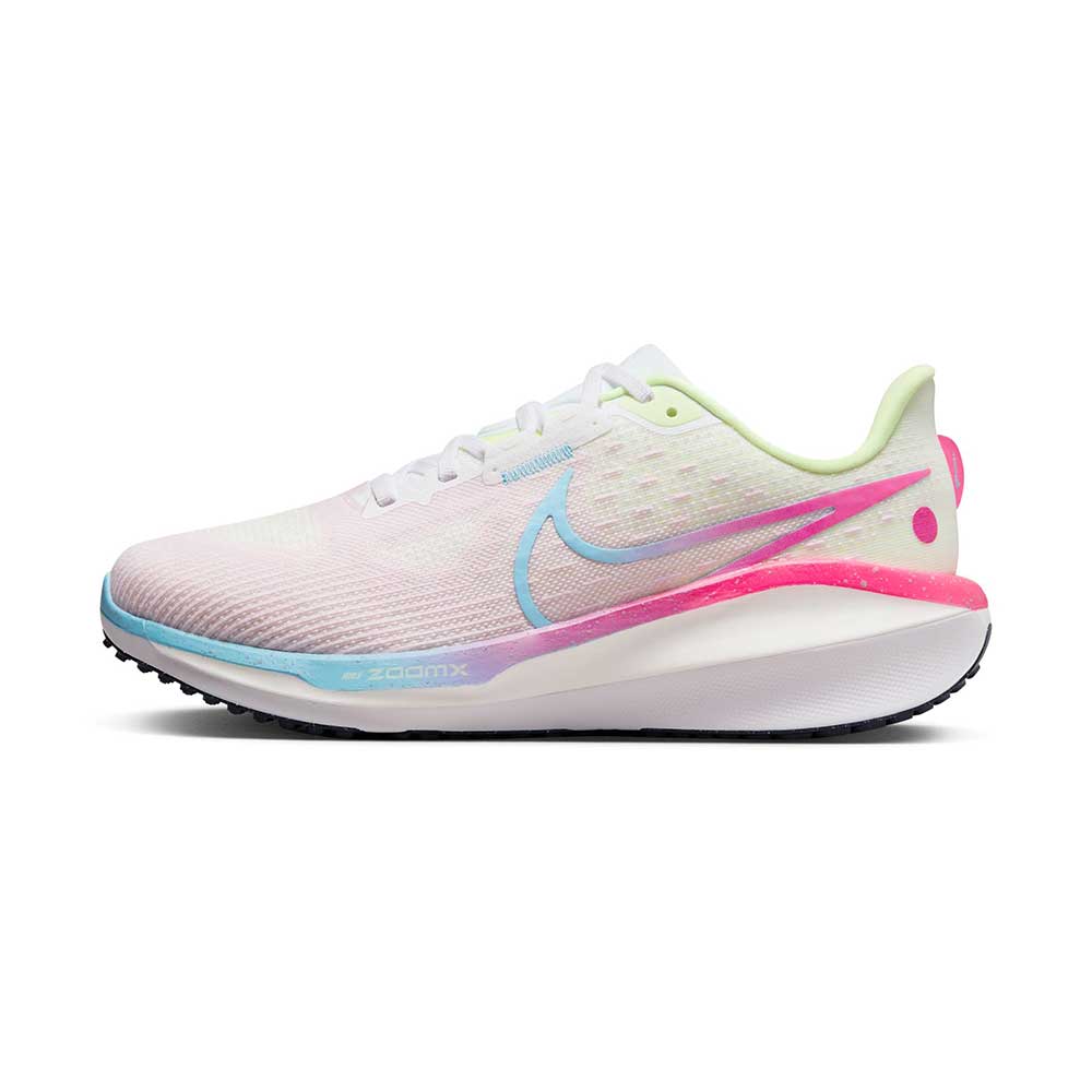 Women's Nike Vomero 17 Running Shoe - Pink Foam/White/Barely Volt/Multi-Color - Regular (B)