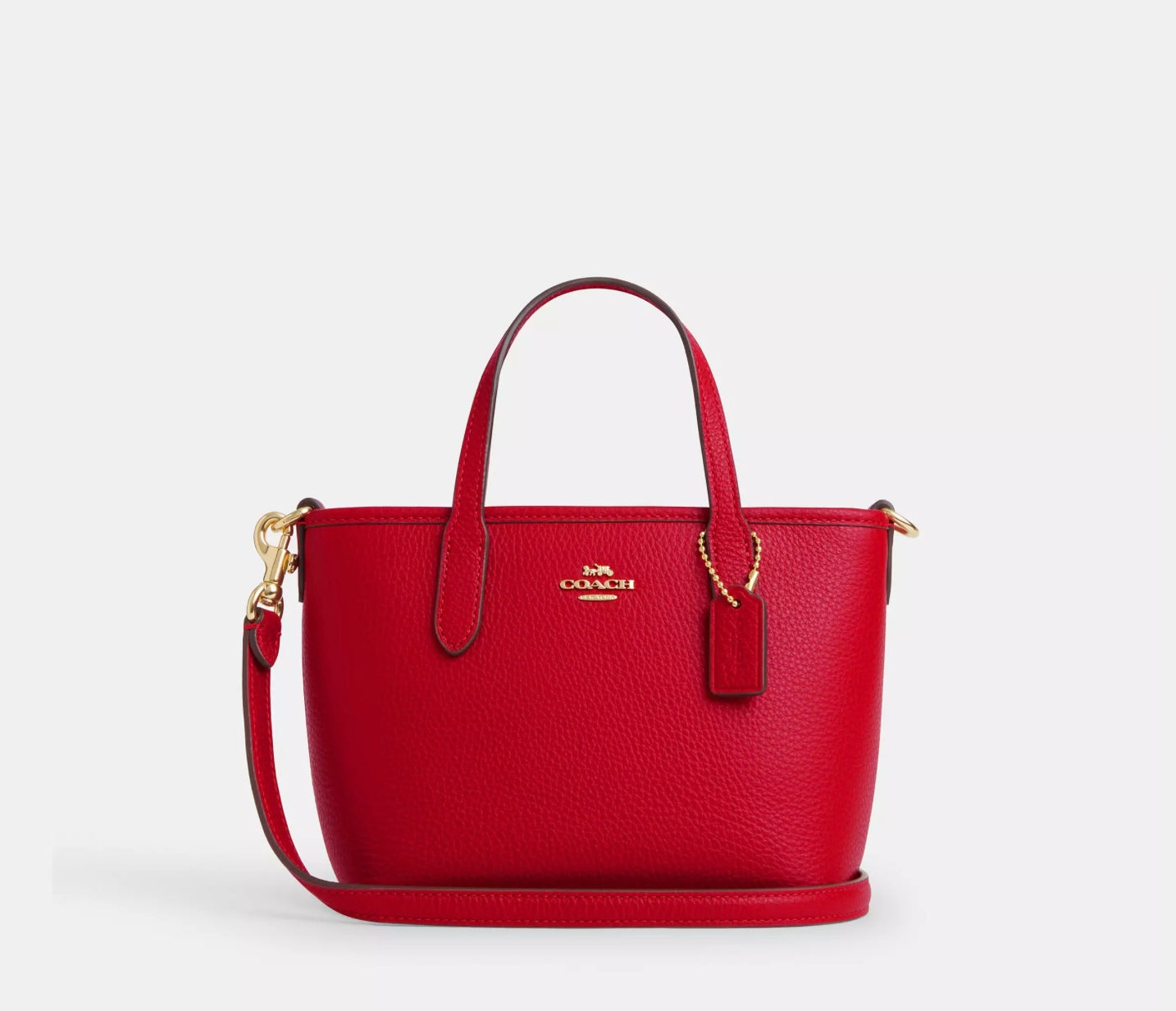 Coach City Mini Tote Leather Bag In Red