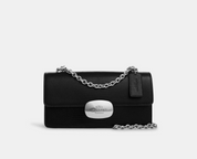 Coach Eliza Flap Crossbody Leather Bag In Silver/Black