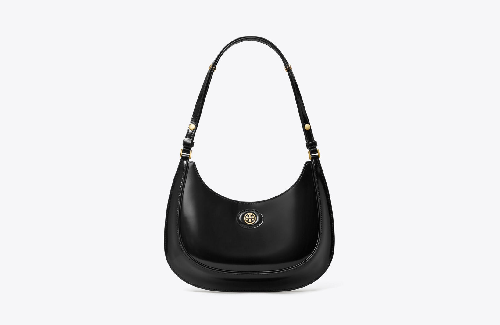 Tory Burch Medium Robinson Spazzolato Convertible Crescent Leather Bag with Dust Bag