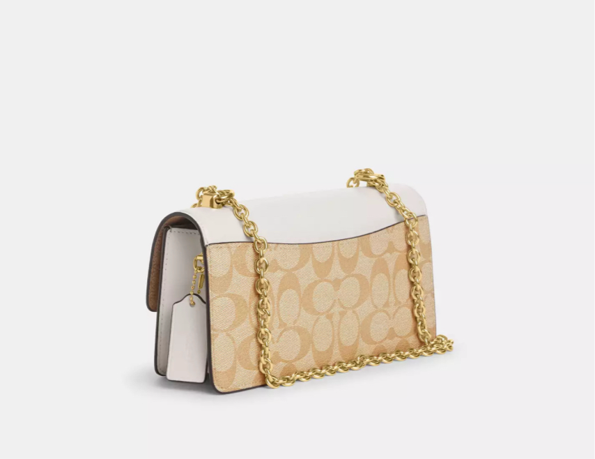 Coach Eliza Flap Crossbody Bag In Signature Canvas & Leather In Gold/Chalk/Khaki