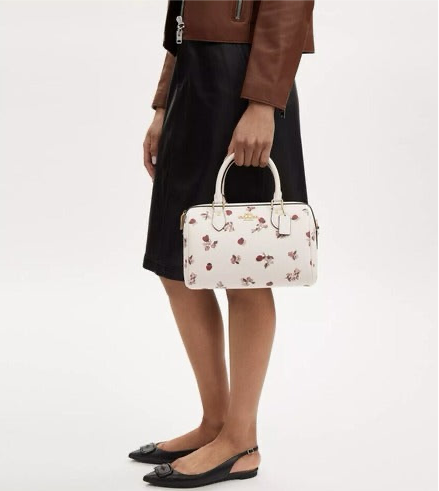 Coach Rowan Satchel Crossbody Bag With Ladybug Floral Print