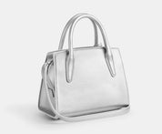 Coach Medium Andrea Carryall Leather Handbag Crossbody In Silver