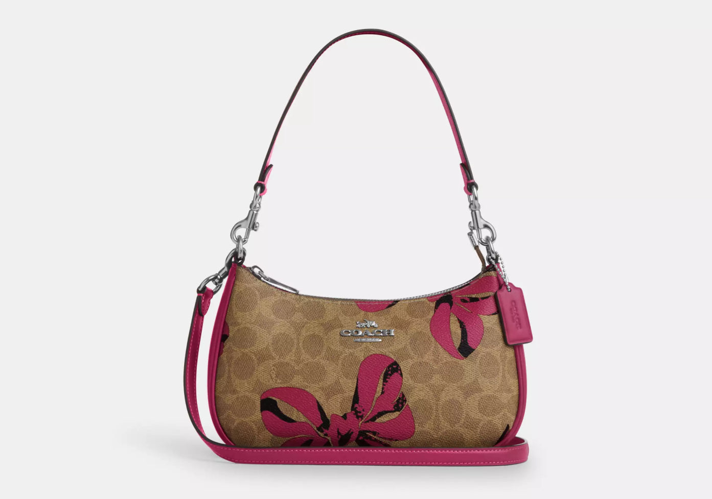 Coach Teri Shoulder/Crossbody Bag In Signature Canvas With Bow Print