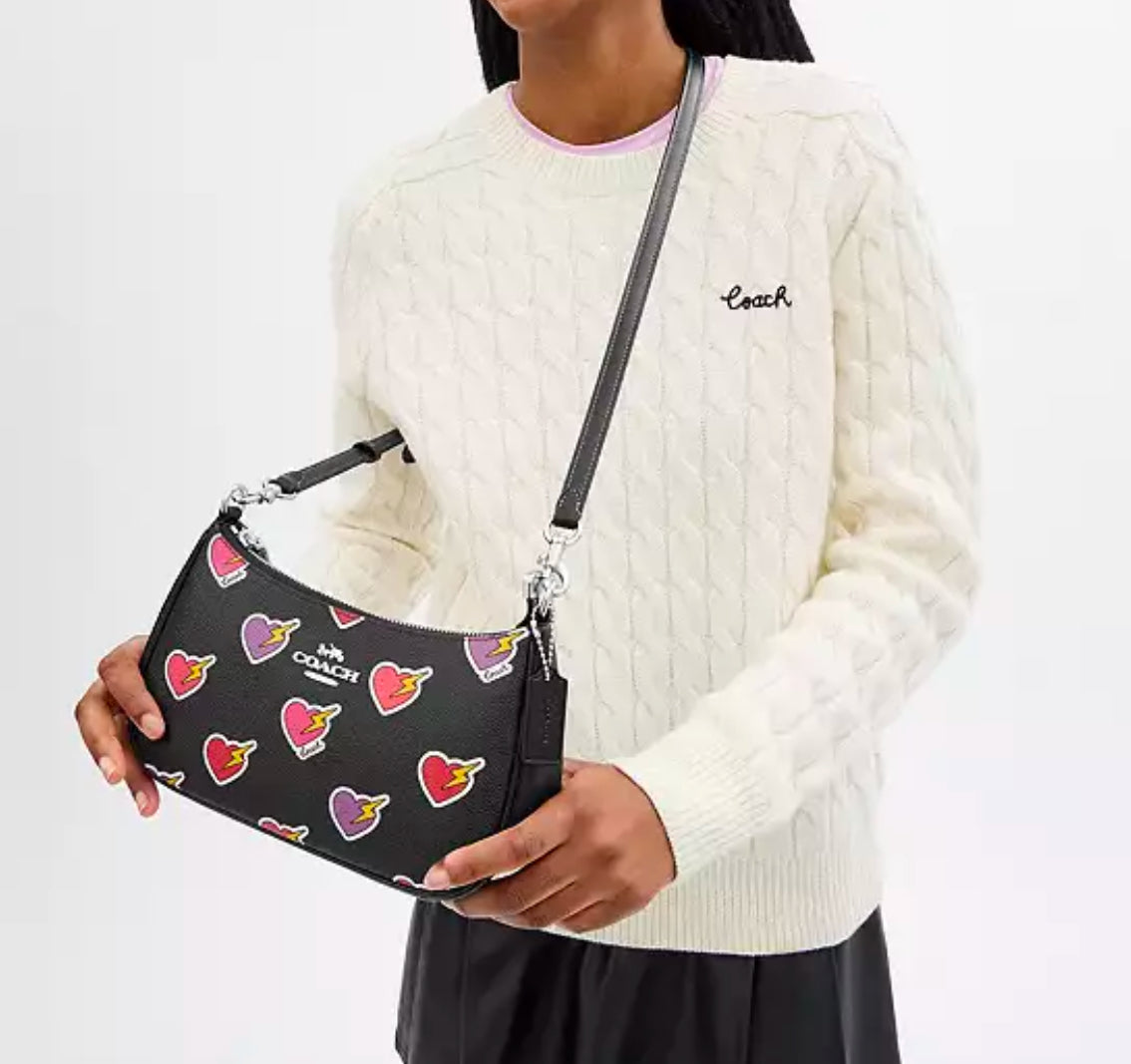 Coach Teri Shoulder Bag With Heart Bolt Print