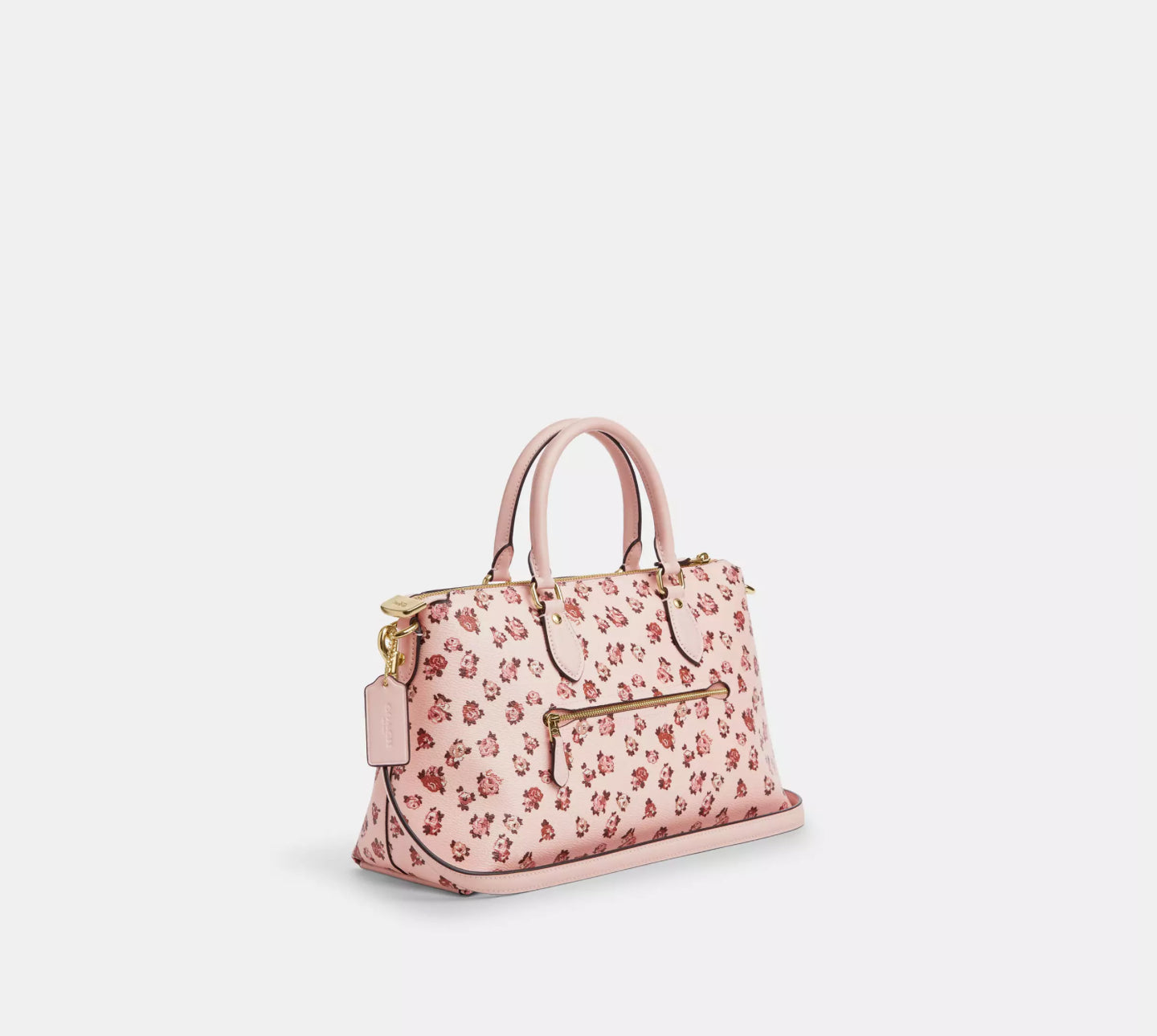 Coach Georgia Large Satchel Bag With Rose Print In Gold/Blush