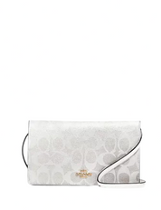 Coach Anna Foldover Clutch Crossbody In Signature Canvas