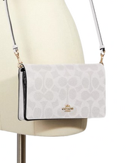 Coach Anna Foldover Clutch Crossbody In Signature Canvas