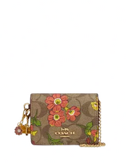 Coach Boxed Mini Wallet On A Chain In Signature Canvas With Floral Print