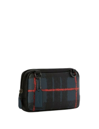 Coach Carrier Phone Crossbody With Window Pane Plaid Print