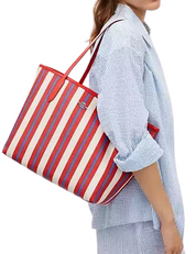 Coach City Tote Bag With Stripe Print