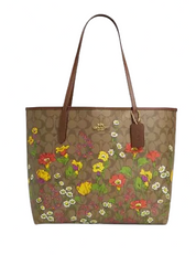 Coach City Tote In Signature Canvas With Floral Print