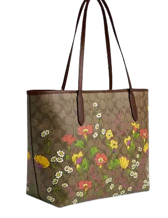 Coach City Tote In Signature Canvas With Floral Print