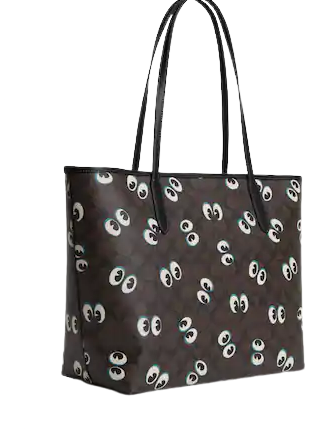 Coach City Tote In Signature Canvas With Halloween Eyes