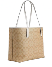 Coach City Tote In Signature Canvas With Heart Print