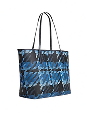 Coach City Tote With Graphic Plaid Print