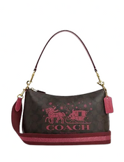 Coach Clara Shoulder Bag In Signature Canvas With Horse And Sleigh